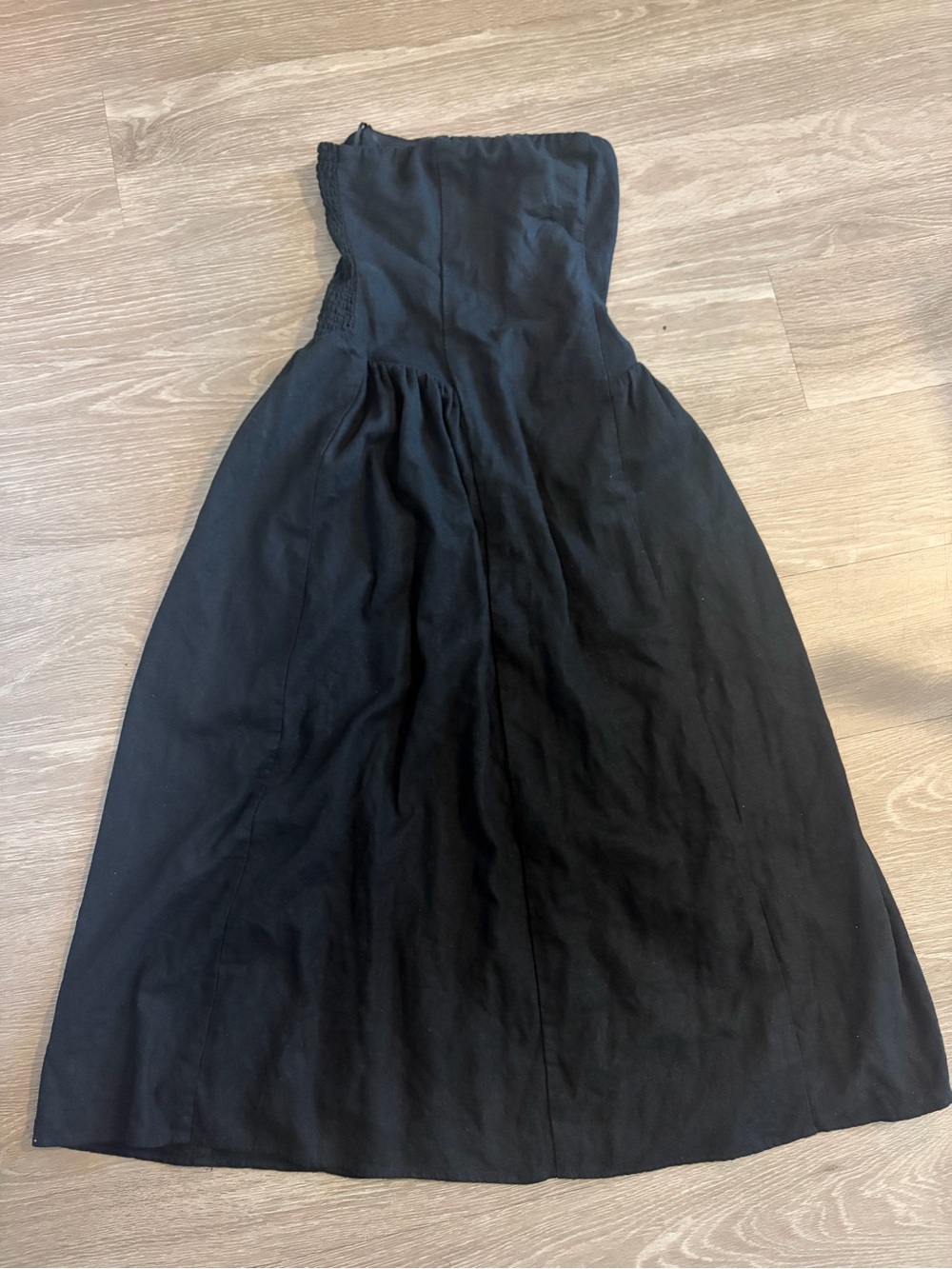 Black Strapless Fit & Flare Midi Dress | Summer Sundress | Size S